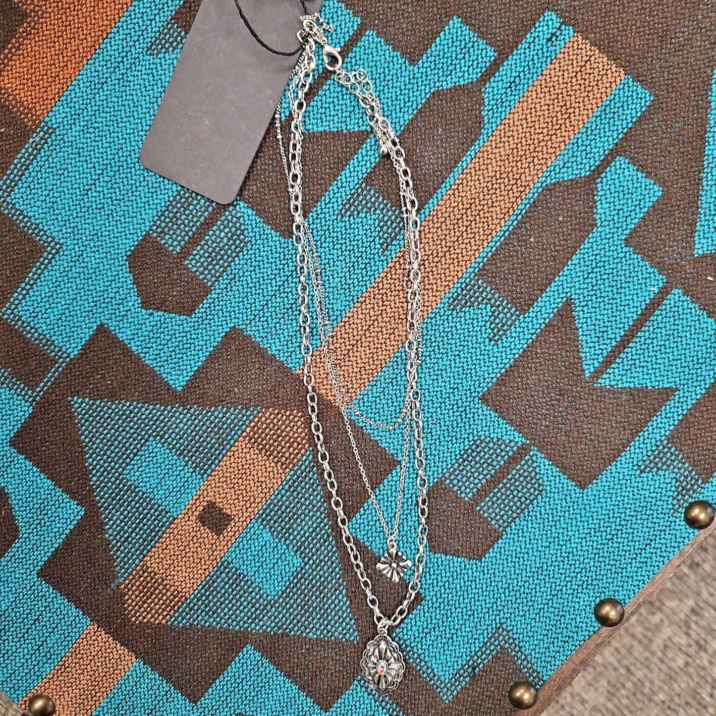 Crystal Canton Canyon Silvertone Layered Necklace