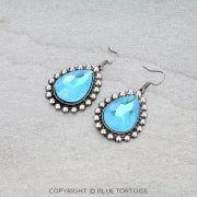 Western Teardrop Stone Dangle Earrings