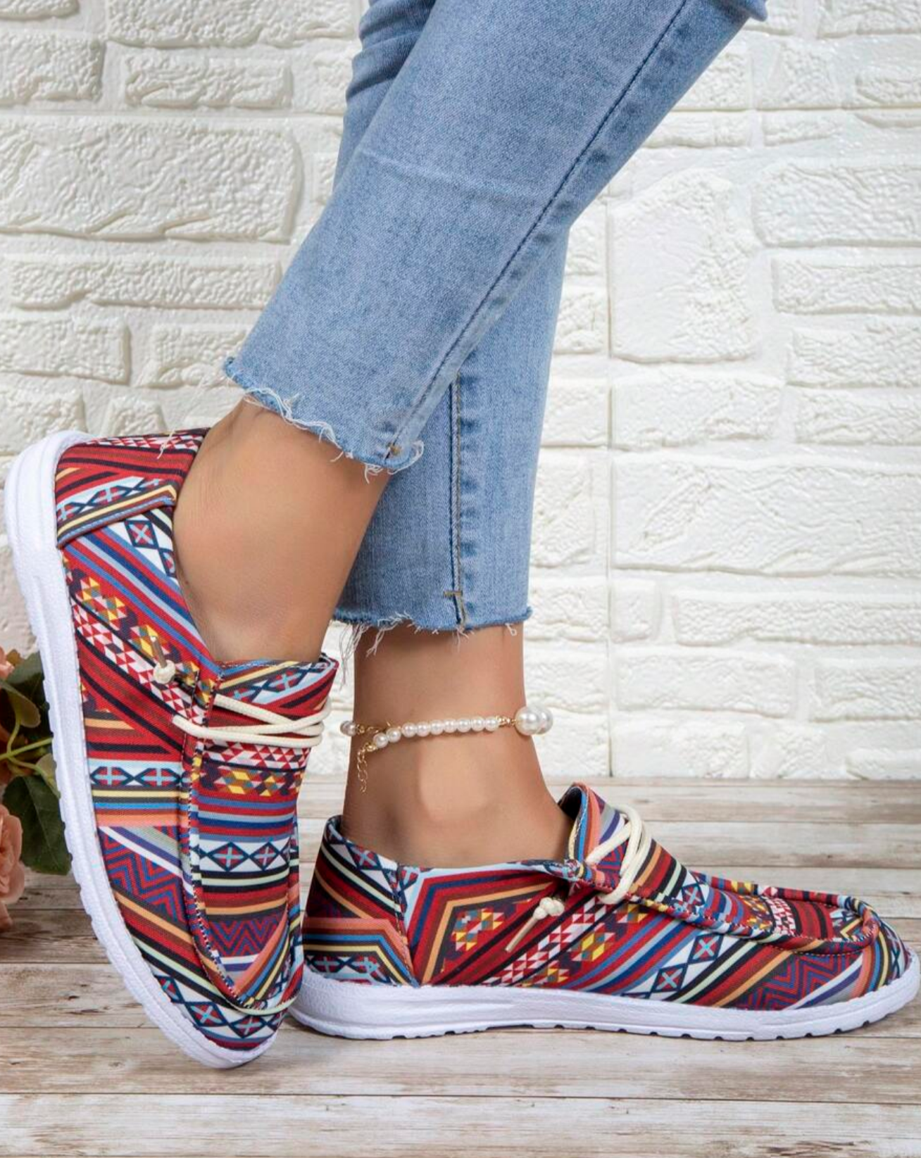 Rojo Aztec Print Slip-on Shoes