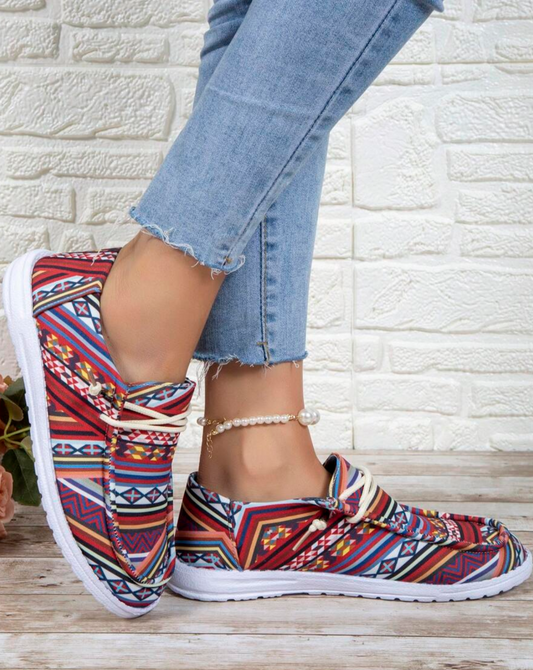 Rojo Aztec Print Slip-on Shoes