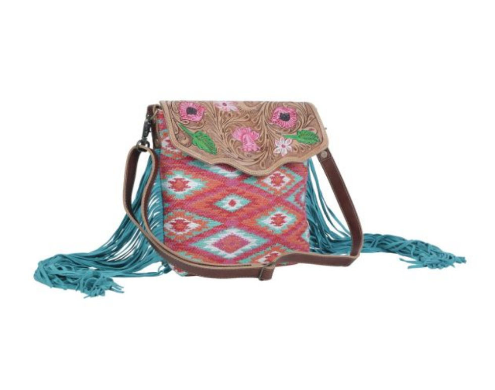 Floral Pink Hand-Tooled Bag