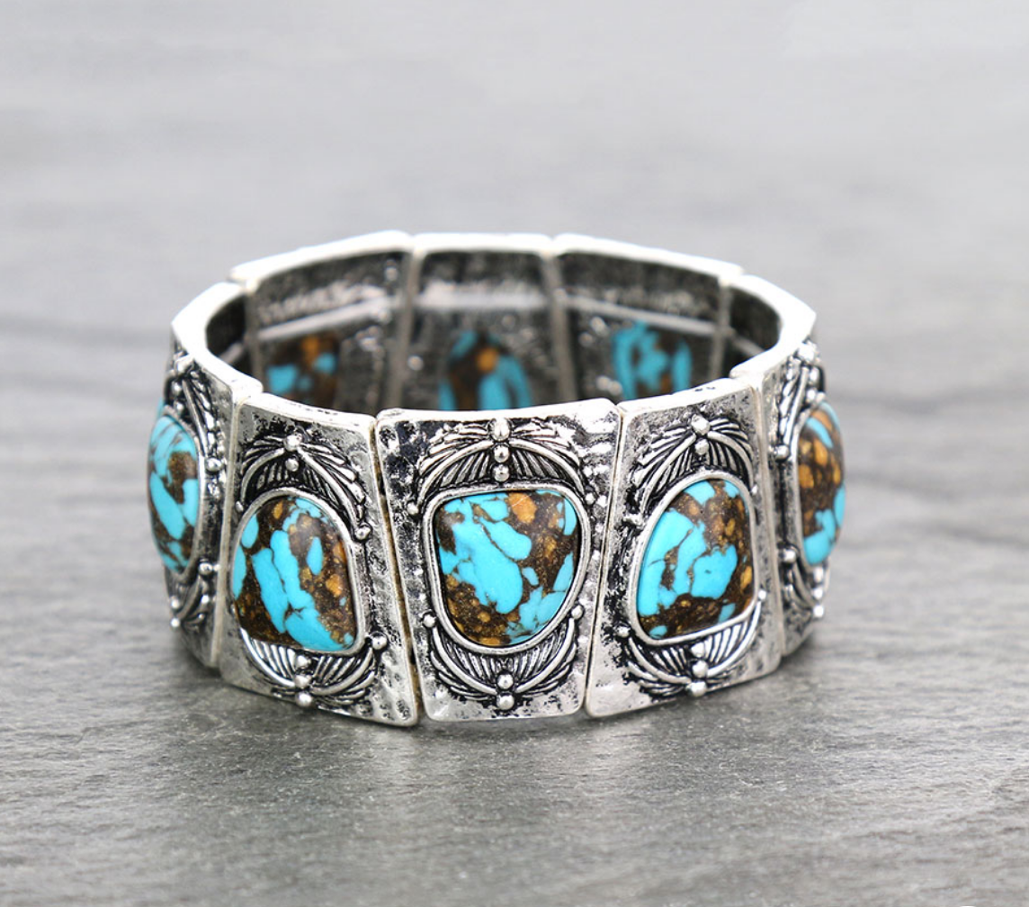 Western Design Stone Stretch Bracelet