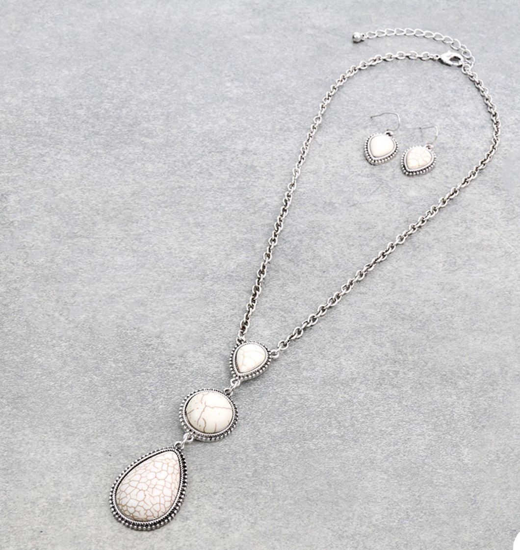 Western Stone Pendant Necklace Set