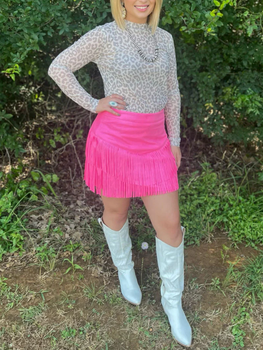 Fort Worth Fringe Skirt, Pink