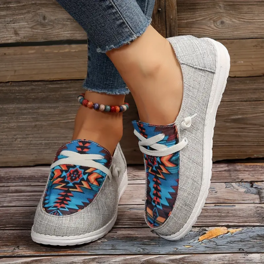 Gray Aztec Print Sneakers