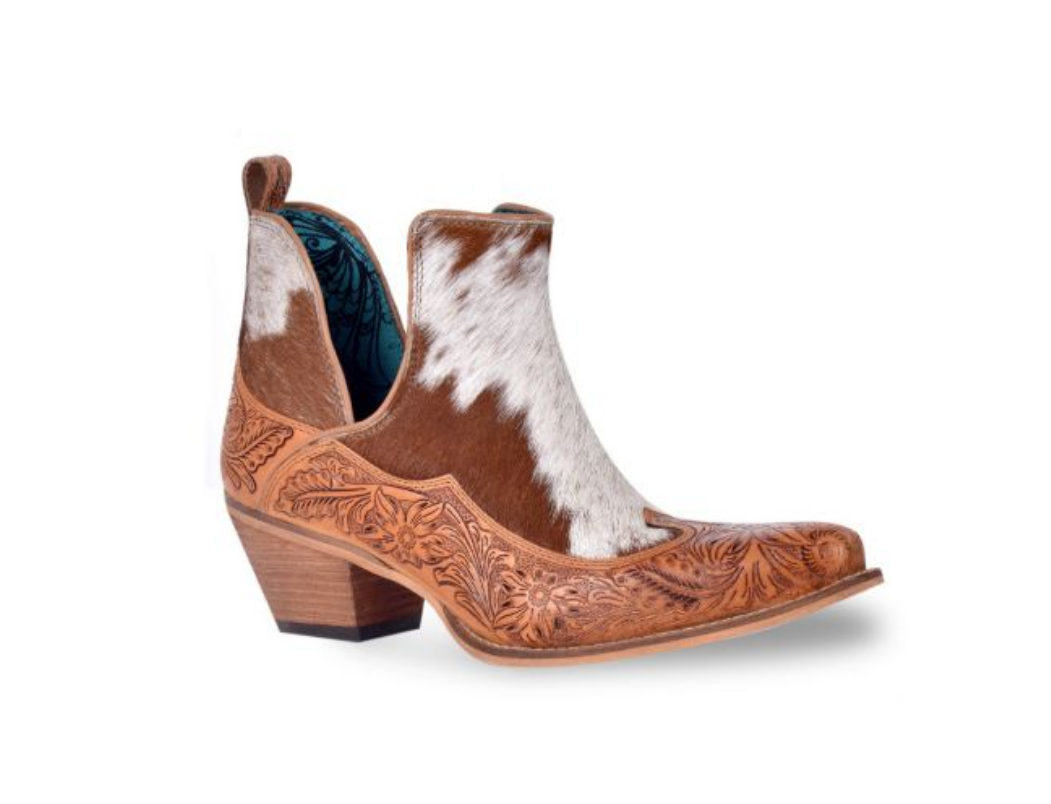 Frisco Hacienda Hair-on Hide & Hand-tooled Boots