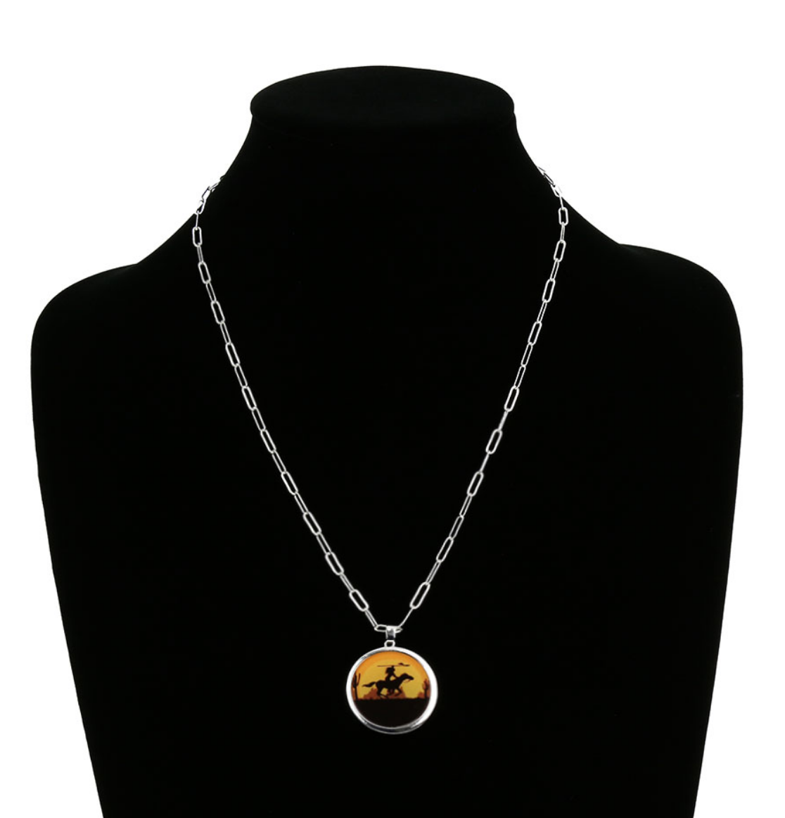 Western Indian Scenery Flat Bubble Necklace