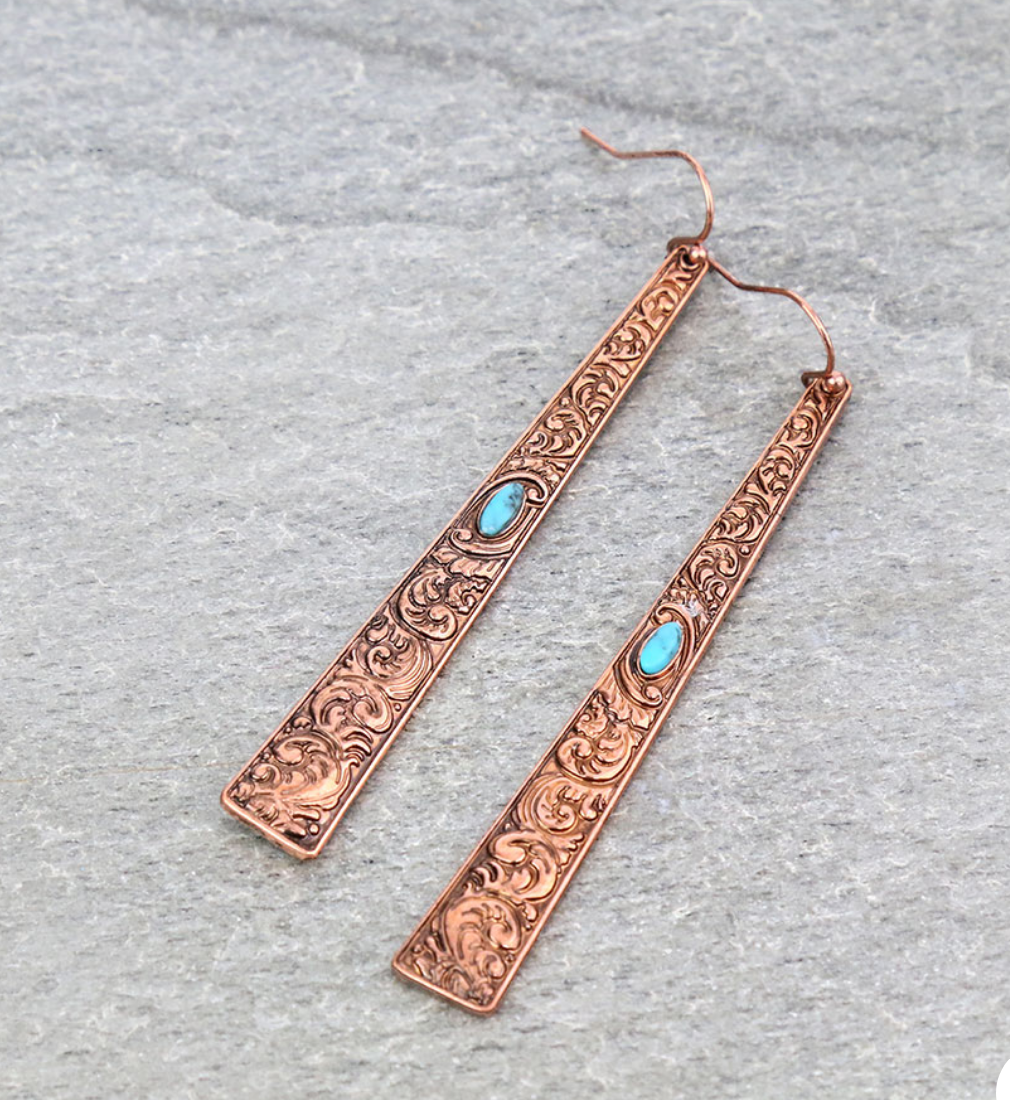 3″ Floral Casting Bar Dangle Earrings