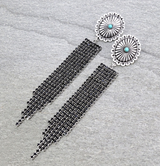 Western Concho Stone Tassel Stud Earrings