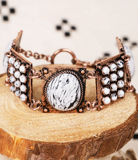 White and Coppertone Pleasant City Stretch Bracelet