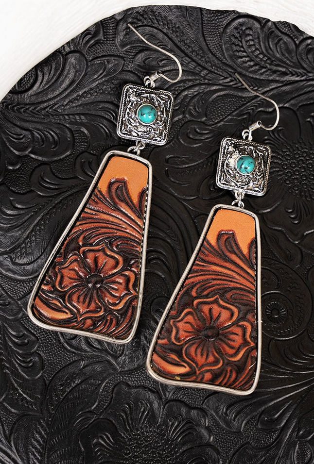 Primrose Meadow Turquoise and Tooled Earrings