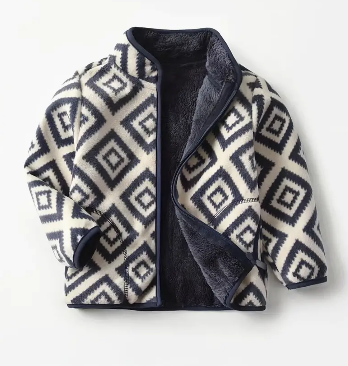 Navy & Gray Aztec Fleece Jacket