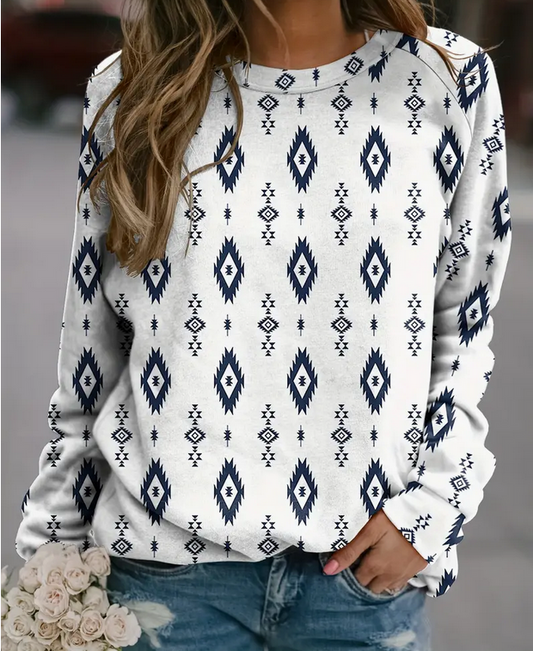 Navy and White Aztec Sweater