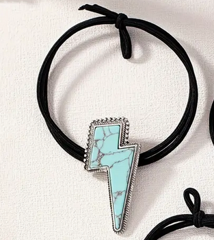 Turquoise Lightning Bolt Pony Tail Holder