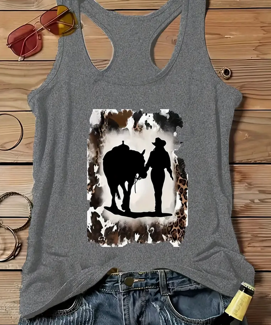 Cowgirl Leading Horse Tank Top