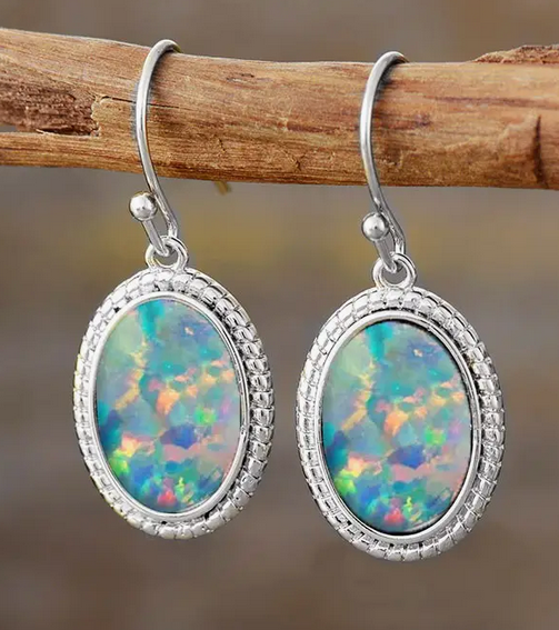 Round Opal Earrings