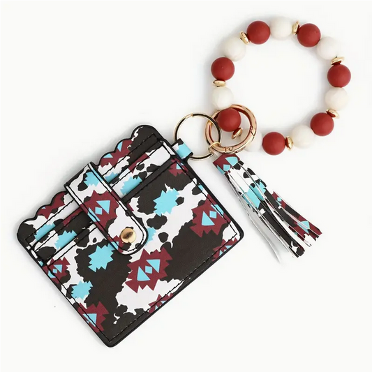 Red & Turquoise Wallet Wristlet