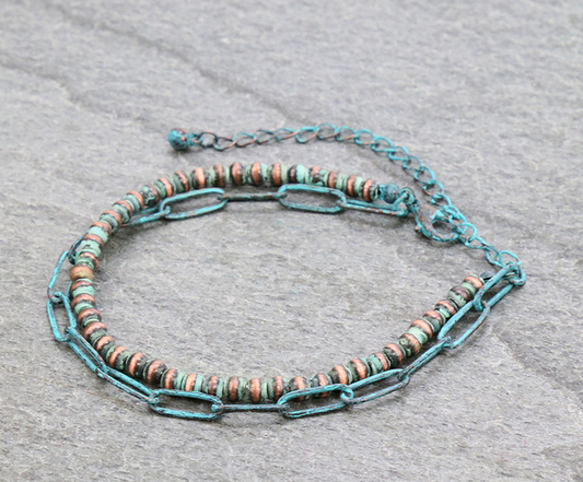 Navajo Style Pearl with Chain Link Bracelet