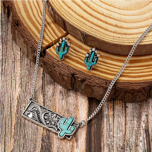 Cactus Bar Necklace and Earring Set