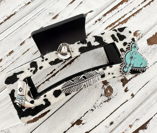 Cowhide Hair Clip With Accents