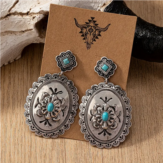 Carved Concho Earrings