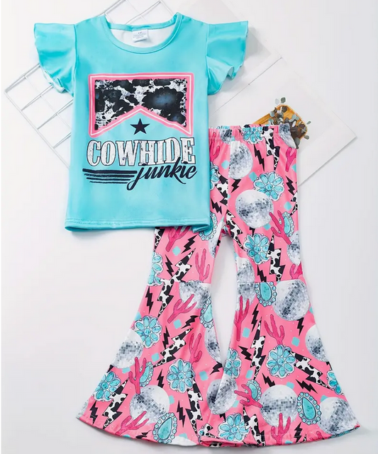 Cowhide Junkie Blue & Pink Bell Bottom Outfit