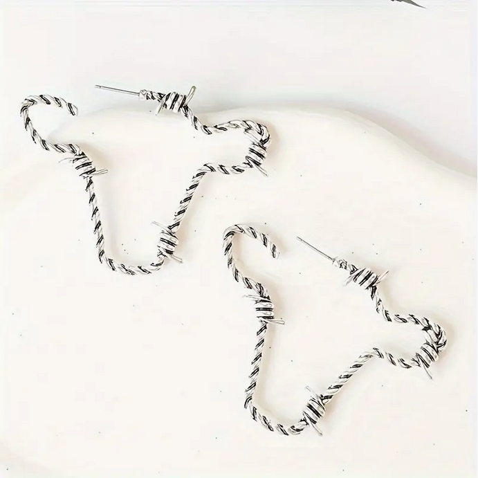 Barbed Wire Cow Head Earrings
