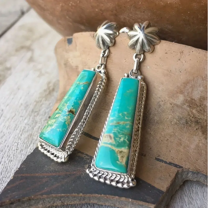 Turquoise Western Bar Earrings