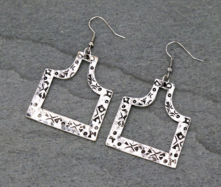 Western Cattle Tag Cutout Dangle Earrings