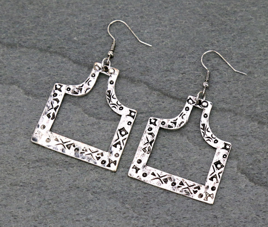 Western Cattle Tag Cutout Dangle Earrings