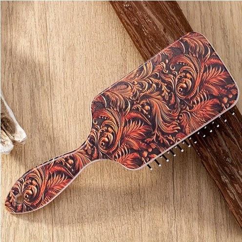 Tooled Print Hair Brush