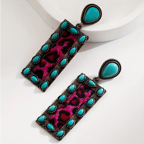 Pink Leopard Earrings
