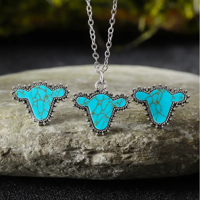 Calf Head Necklace and Earring Set