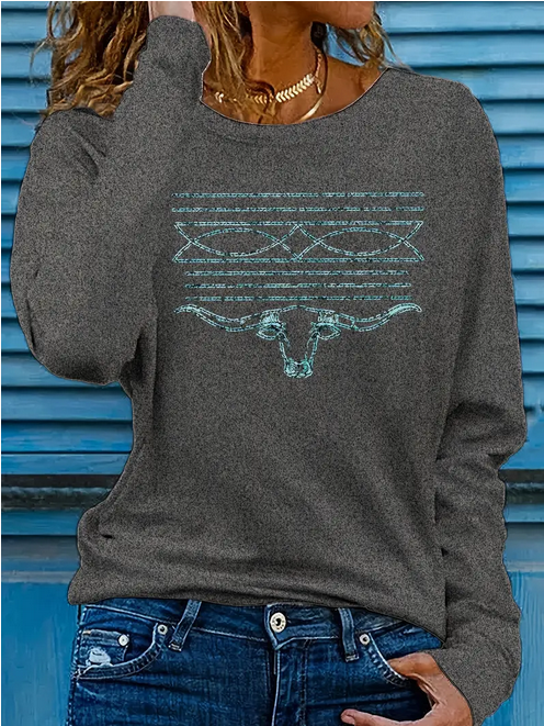 Boot Stitch Steer Head Sweatshirt