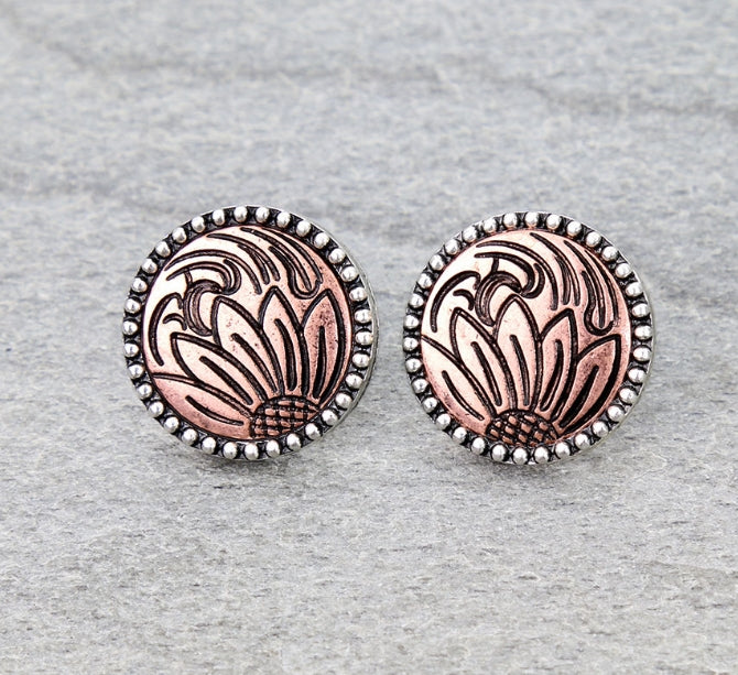 Western Dainty Sunflower Stud Earrings