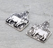 Western Cow Ear Tag Etched Dangle Earrings