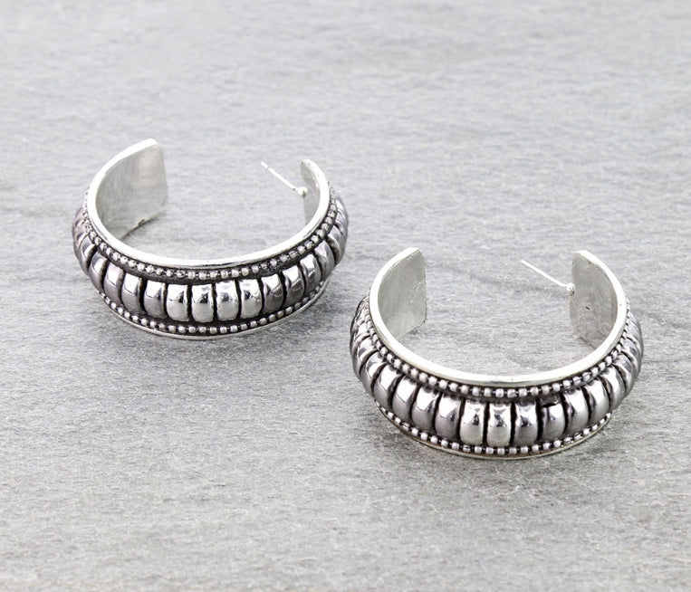 Western Metal Bubble Hoop Earrings