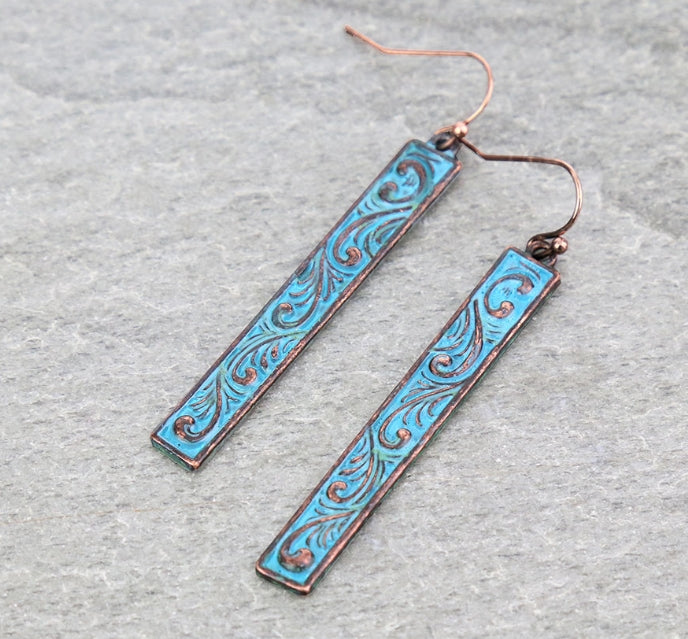 2.5″ Floral Casting Bar Dangle Earrings