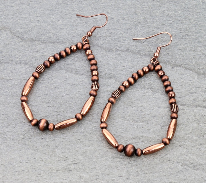 Navajo Style Pearl Teardrop Dangle Earrings