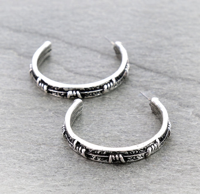 Western Barbed Wire Hoop Earrings