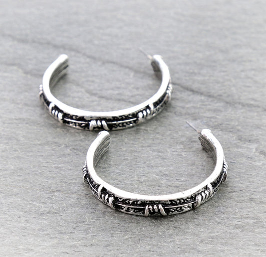 Western Barbed Wire Hoop Earrings