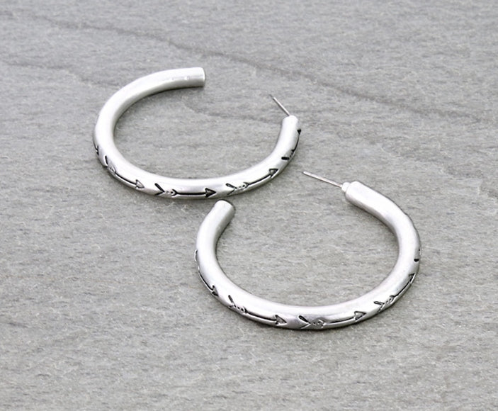 Western Arrow Engraving Hoop Earrings