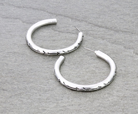 Western Arrow Engraving Hoop Earrings
