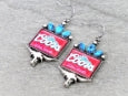 Western Beer Logo Print Steer Skull Dangle Earrings