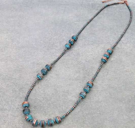 4mm Navajo Style Pearl & Rondell Necklace