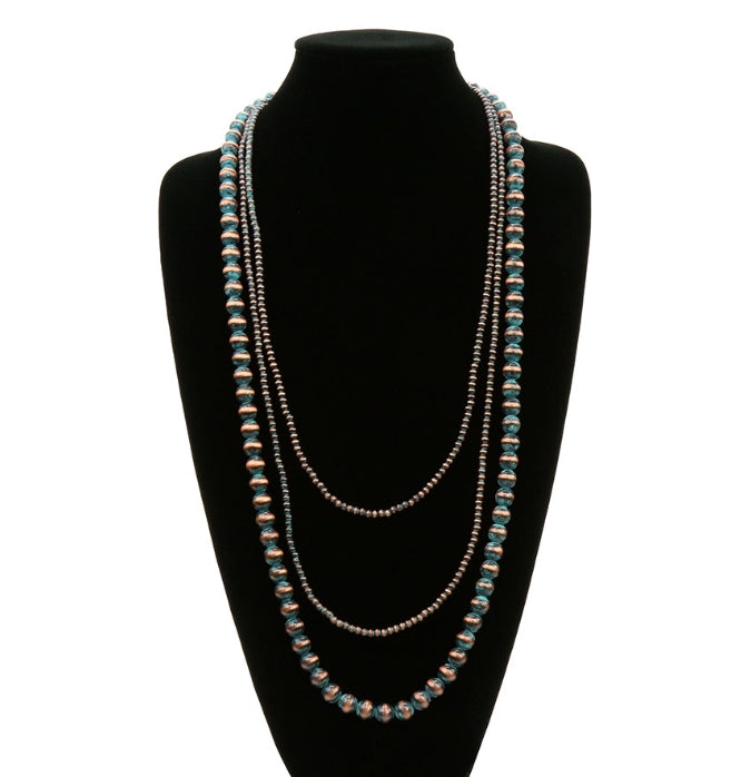 3 Row Navajo Style Pearl Necklace