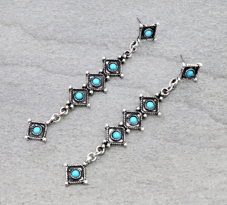 Western Square Cluster Stud Earrings