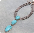 Navajo Style Beads with Stone Pendant Necklace
