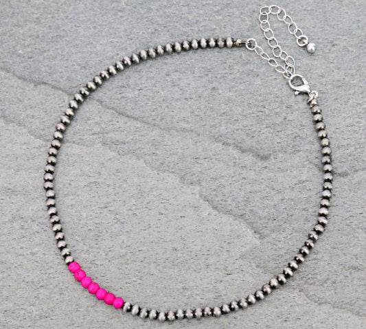 4mm Navajo Style Pearl Choker Necklace