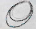 3 Layer Navajo Style Pearl, Bead & Chain Necklace